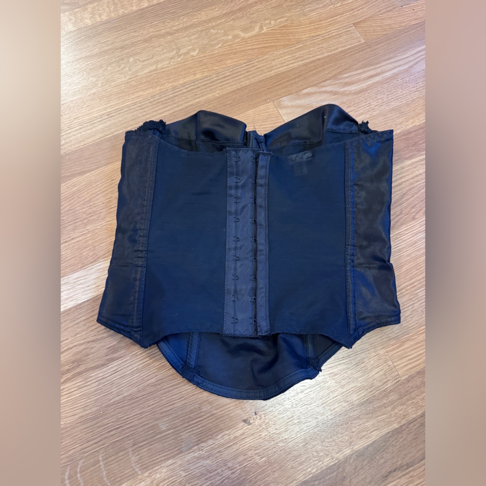80s Vintage Black Satin Bustier Sz Sm - Picture 5 of 9
